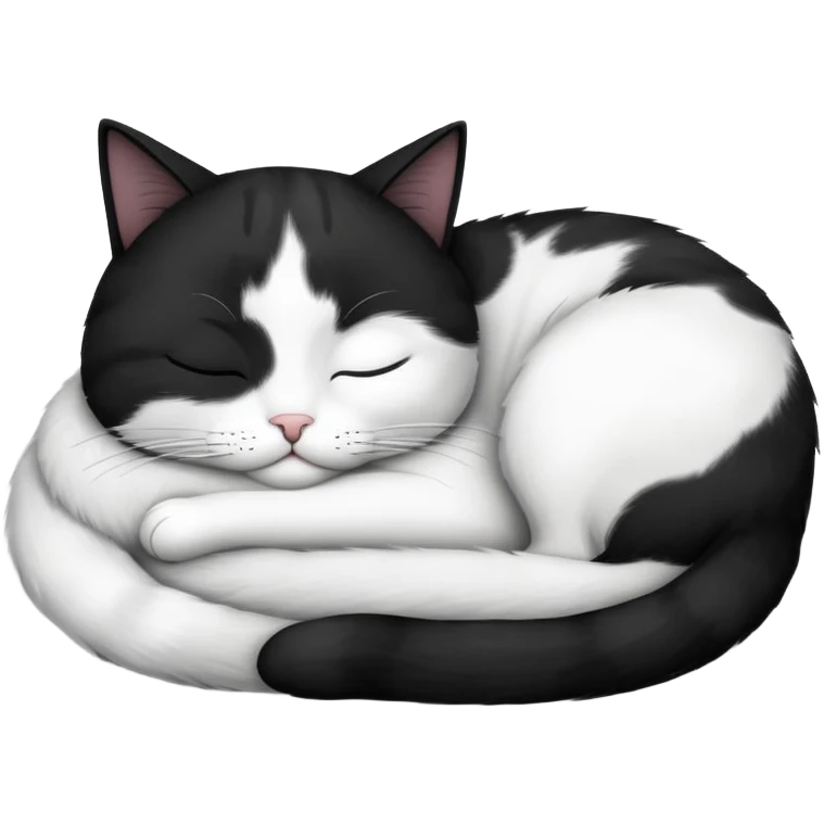 Black and white Devon cat sleeping emoji