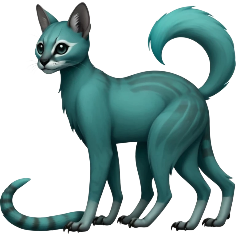 dark long-snouted evil foggy gloomy skeletal nightly skully zombie-like swampy ghostly greyish dull green-blue-turquoise spectral glorious divine exotic cute cool beautiful beautiful fantasy-caracal-civet-genet-sergal-vernid-Gryphon-Cacomistle-Trico-oncilla-animal-Fakémon-hybrid-fursona (full body) emoji