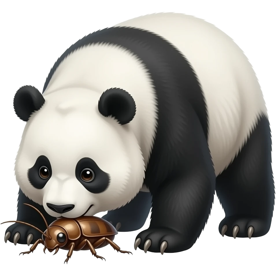 A giant panda crushing a bug emoji