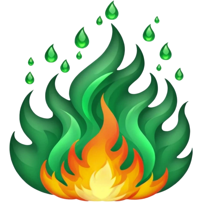 green-amerald big fire rising  emoji