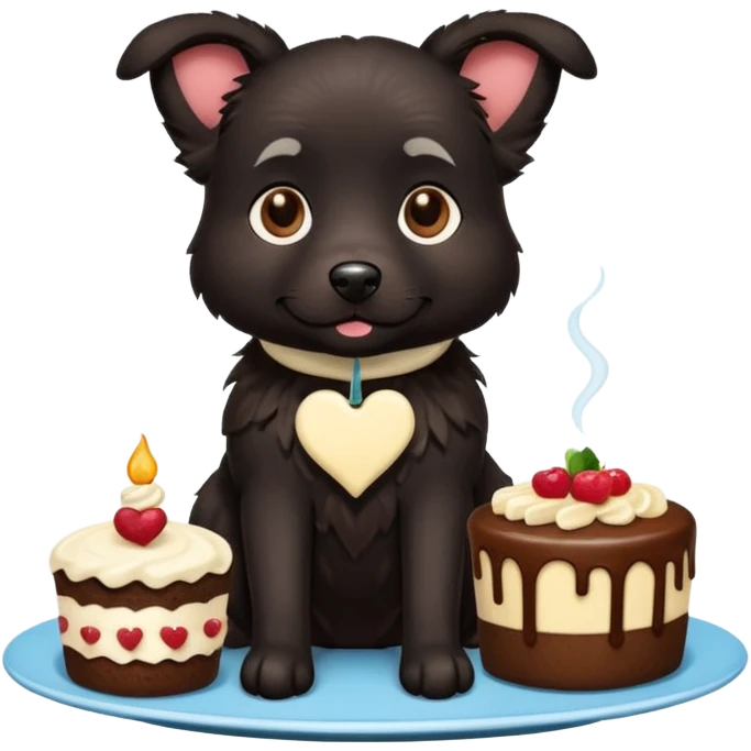 Tea and cake black dog emoji