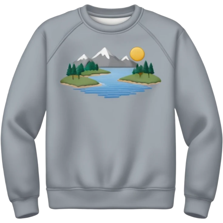 Sweat shirt with really tiny embroidered lake design in top left corner emoji