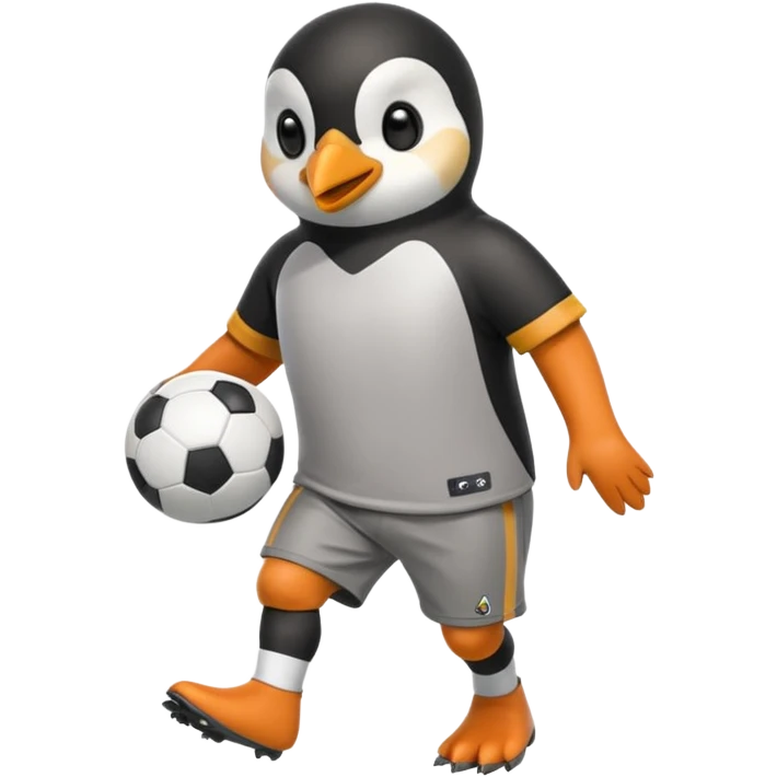 a penguin playing football with jersey and shorts  emoji