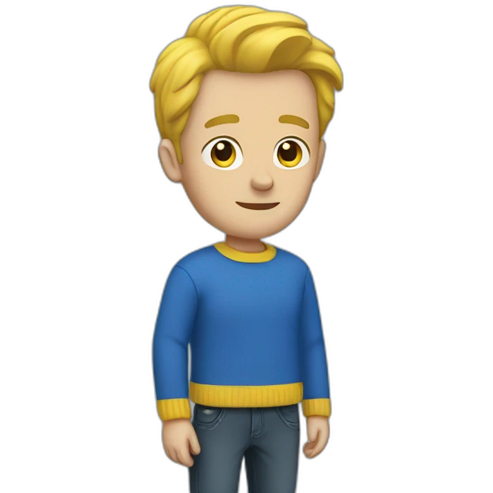 White Man in blue and yellow sweater emoji