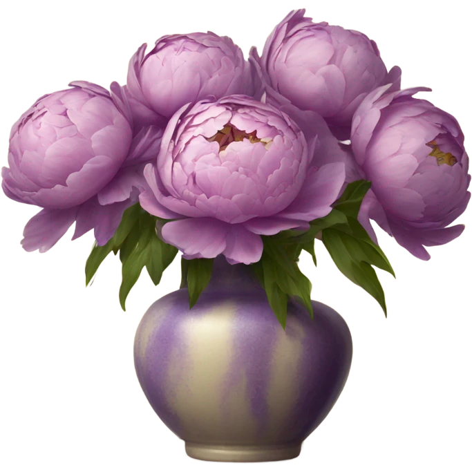 purple  peonies in a biege vase emoji