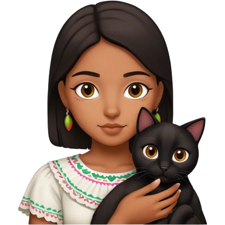 mexican girl holding a black cat emoji