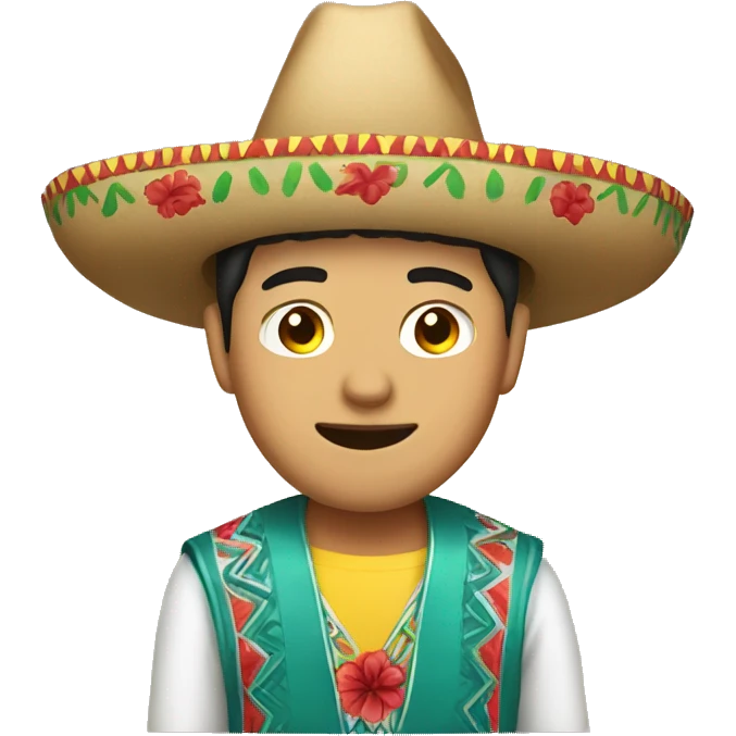 Chinese guy dressed like a mexican emoji
