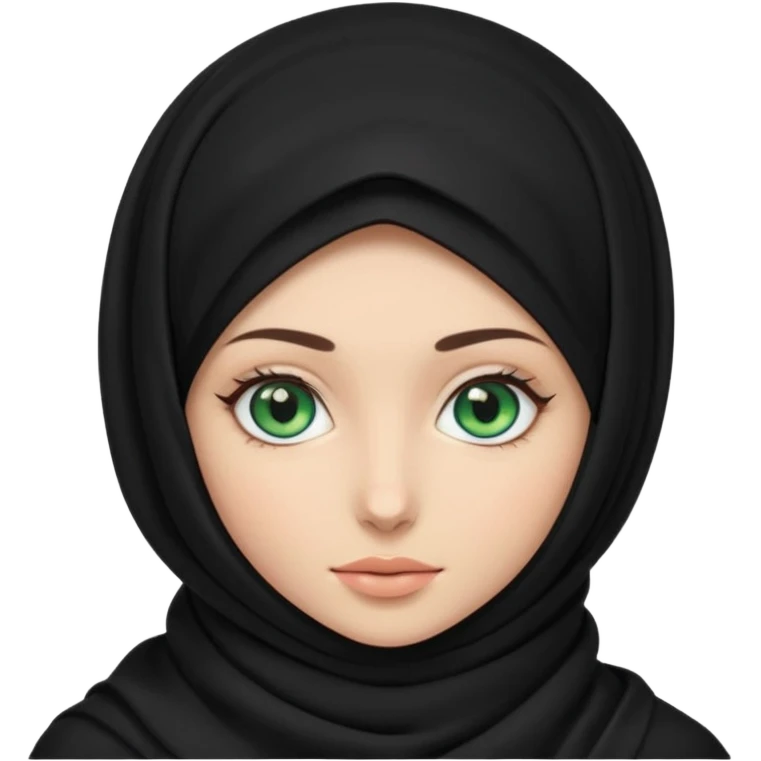 a girl wearing a black hijab and has green and blue eyes with another model of a hijab like a hijab but it's showing the neck Its neckfree emoji