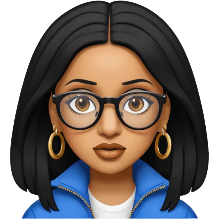 rapper Cardi B black hair wear glasses emoji