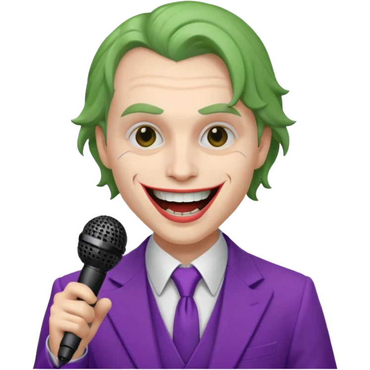 joker with, microphone, singing emoji