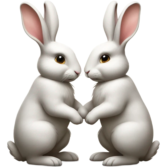 Two rabbits with heart emoji
