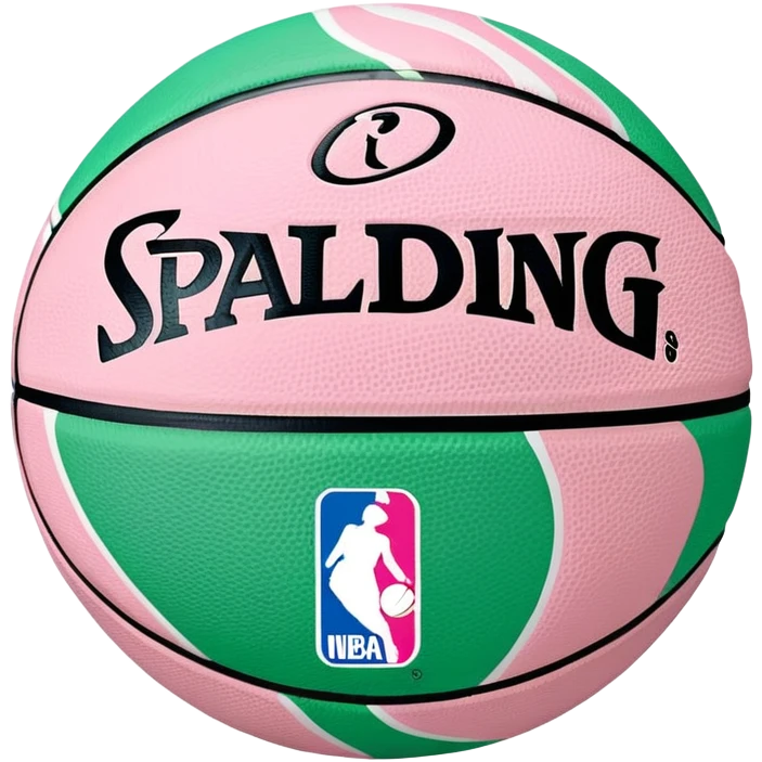 Spalding basketball with NBA logo, white color with pastel pink and green swirls pattern emoji