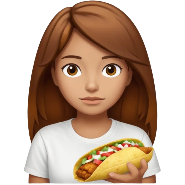 Girl with brown hair "resting chicken burrito face" emoji