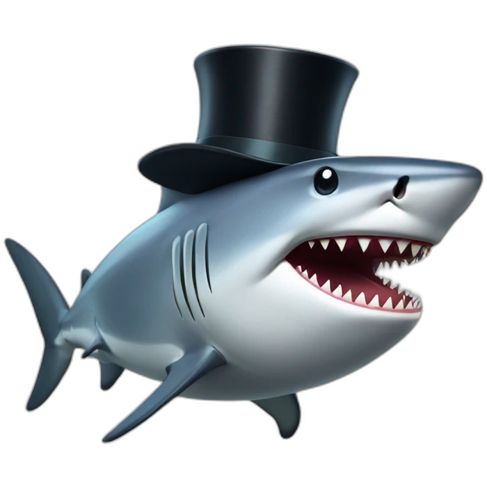 Shark with a top hat emoji