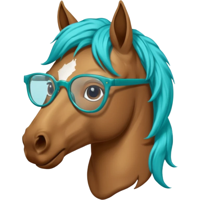 horse head with turquoise hair and glasses emoji