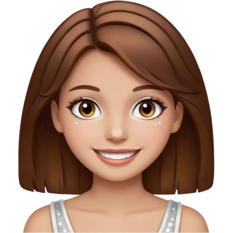 Girl with brown hair with sparkly white eyeshadow emoji