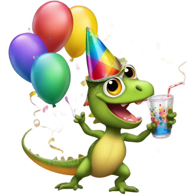 Lizard partying emoji