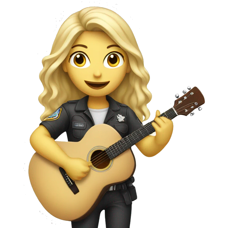 blonde girl with pilot helmet playing acoustic guitar emoji