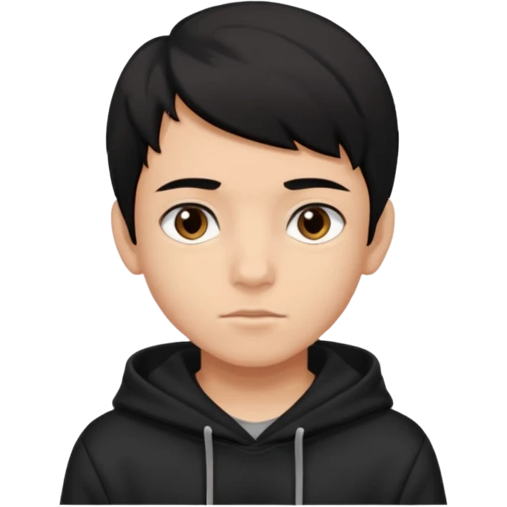 Chłopak ciemno brązowe oczy czarne włosy bluza czarna i taki bardziej żeby wyglądał na 16 latka emoji