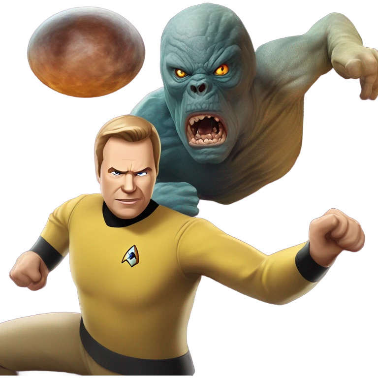 Captain Kirk fighting Gorm emoji