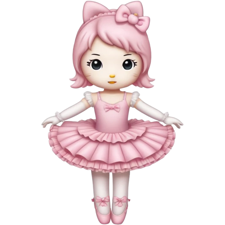 Hello Kitty as a ballerina, with a frilly skirt and elegant pose emoji