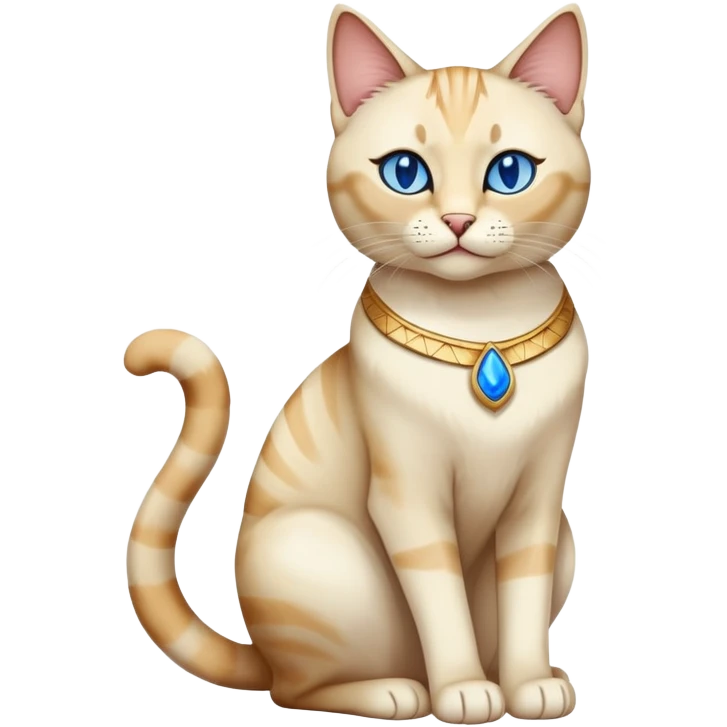 Egyptian cat full body sitting with blue eyes emoji