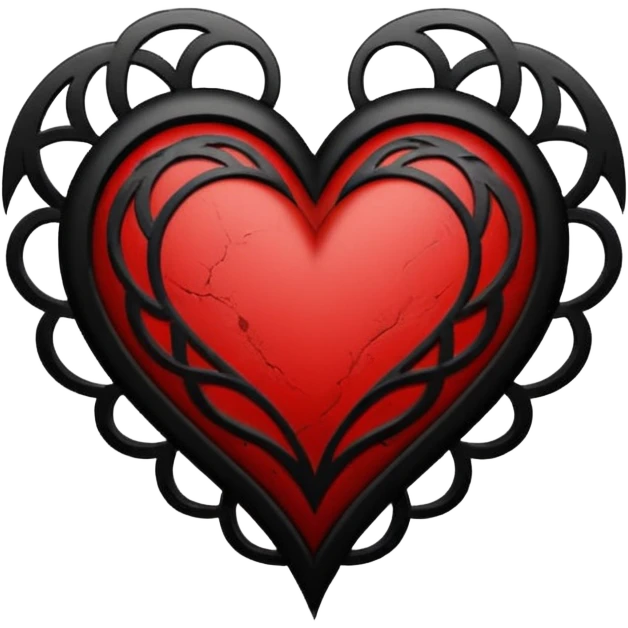 Black and red heart tattoo style emoji