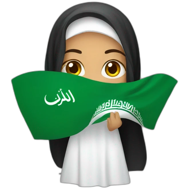 Arabic woman cover face Saudi Arabia flag emoji