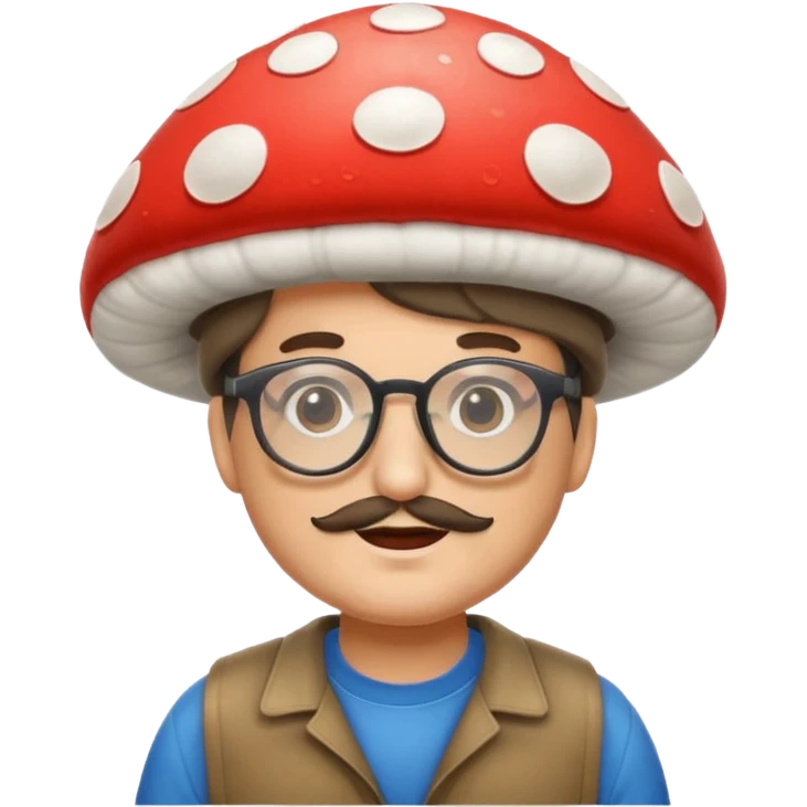 man with mushroom hat and glasses emoji