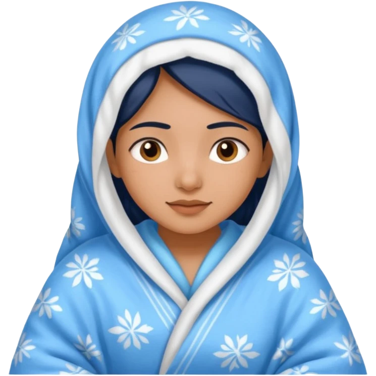 a pretty bratz fair indian girl covered in blanket, wearing pajamas emoji