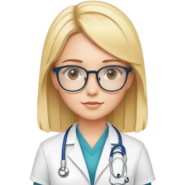 Una ragazza bionda e con gli occhiali che è un divisa da medico emoji