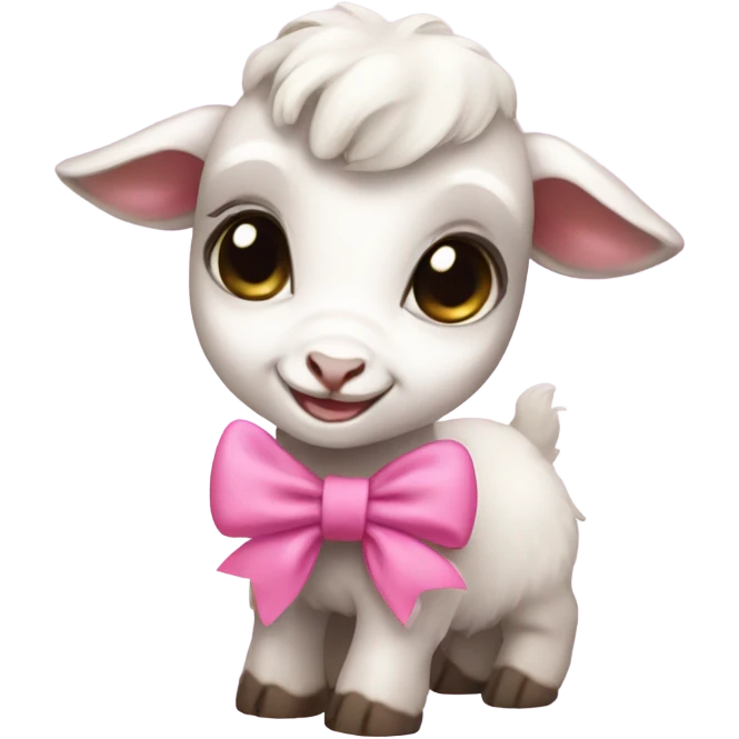 Baby goat girl with pink bow emoji