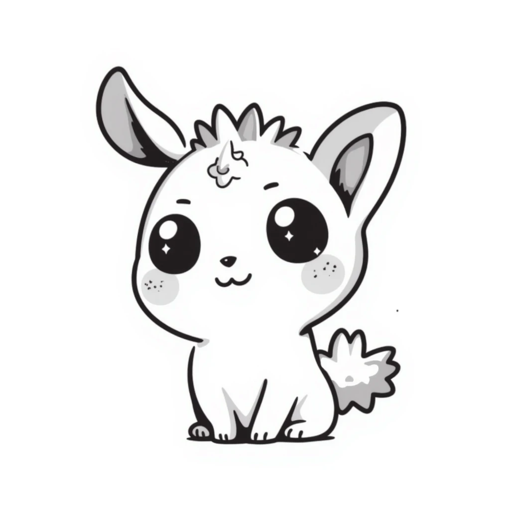 kawaii bunny plant dragon with tiny spikes, extremely cute, giant sparkly eyes, blushing cheeks, pastel colors, small mouth, adorable expression, chibi style emoji