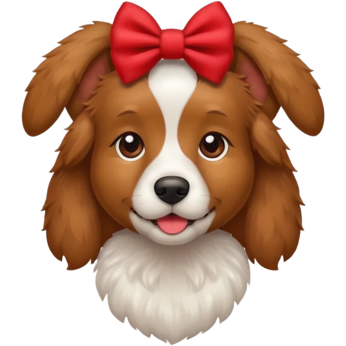 Brown dog with a bow on the ear emoji