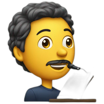keynote spearker behind a reading desk emoji