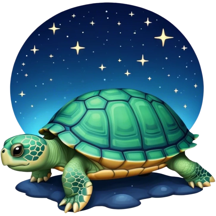Turtle in mirror with night sky emoji