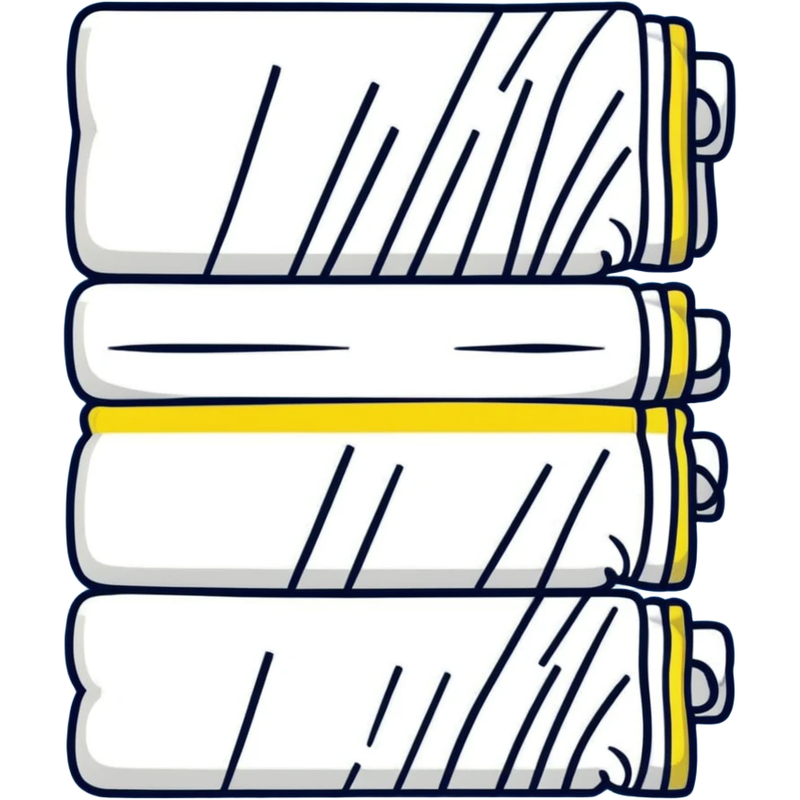a yellow and ivory horizontal striped cozy towel, partially rolled emoji