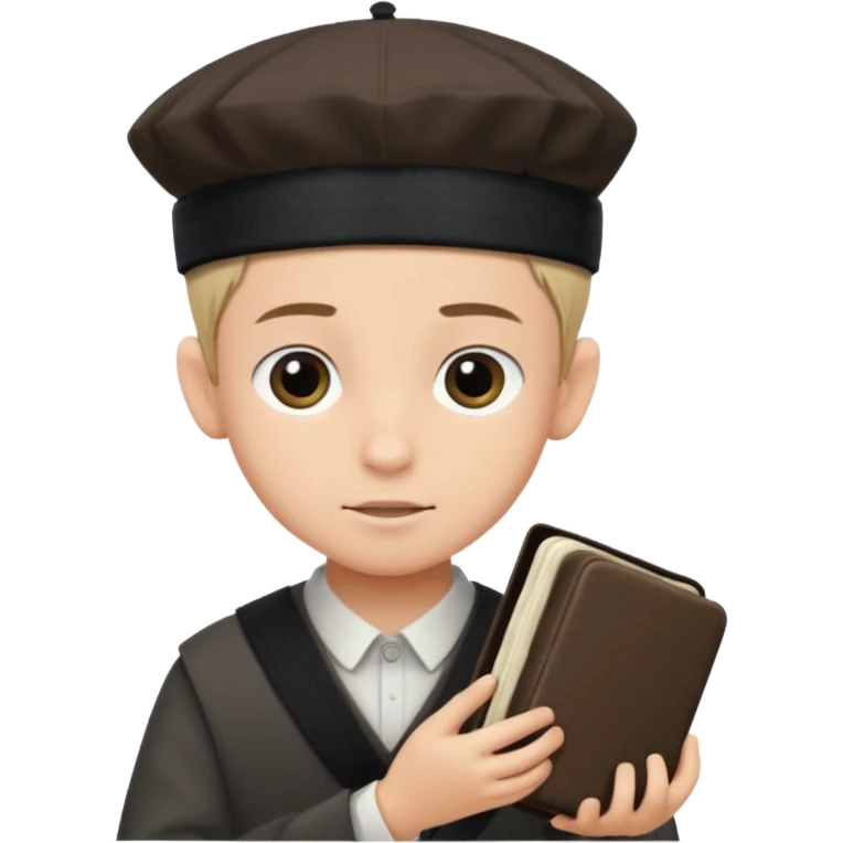 a boy with kippa and not a hat putting on tefillin emoji