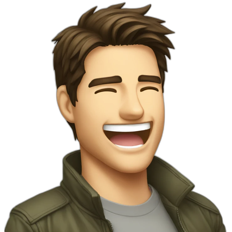 Tom Cruise laughing anime emoji