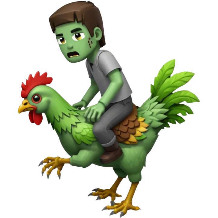 Minecraft tavuğunun üstüne binmiş Minecraft zombisi emoji