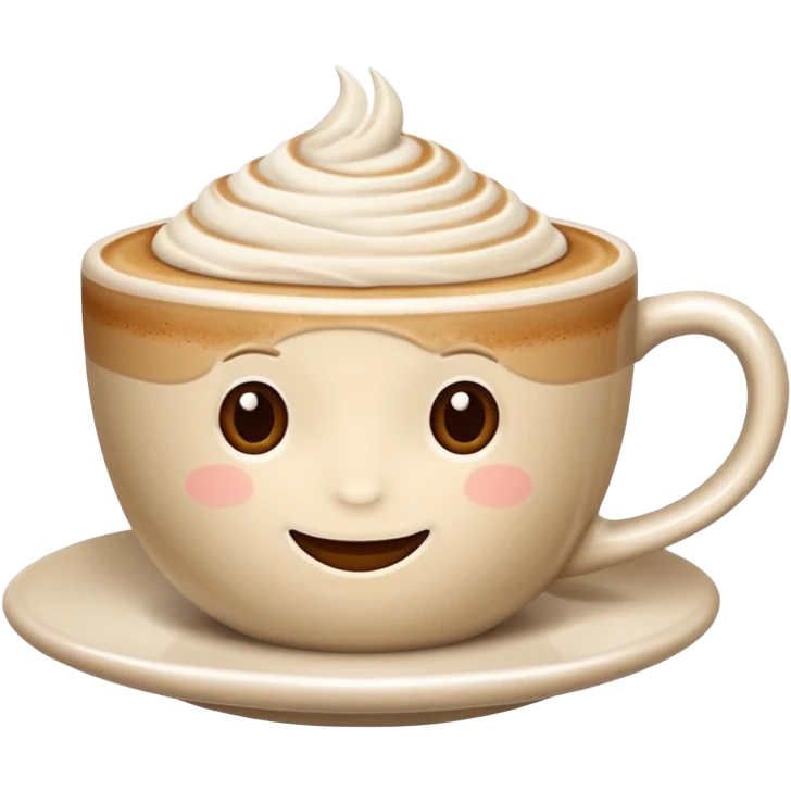 Genera un emoji di un cappuccino senza sorriso con un solo manico senza fiamma sopra emoji