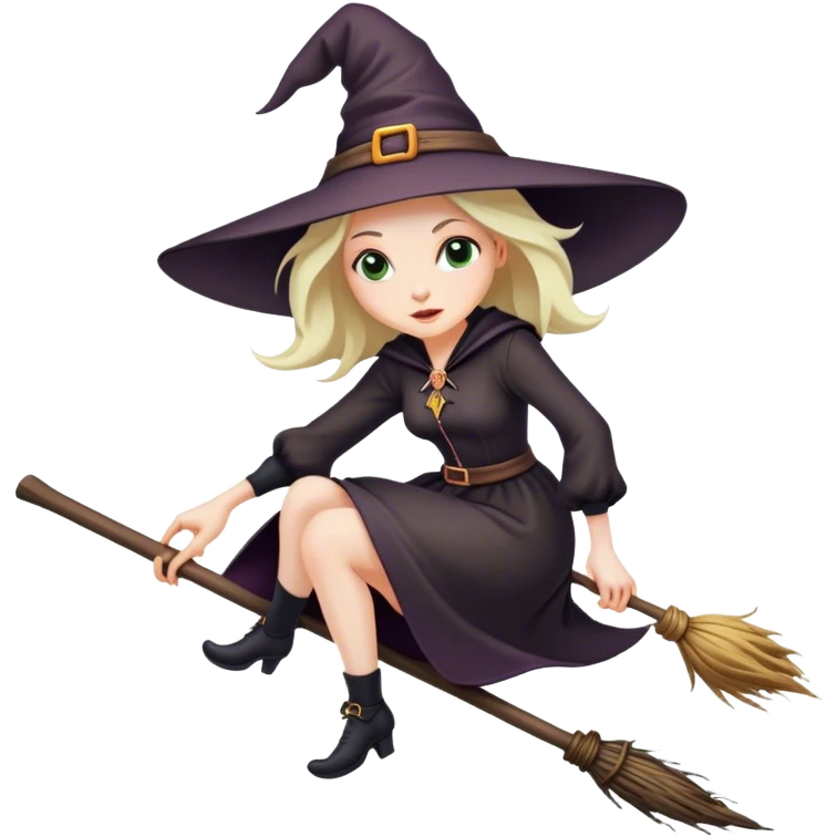 Witch on the broom emoji