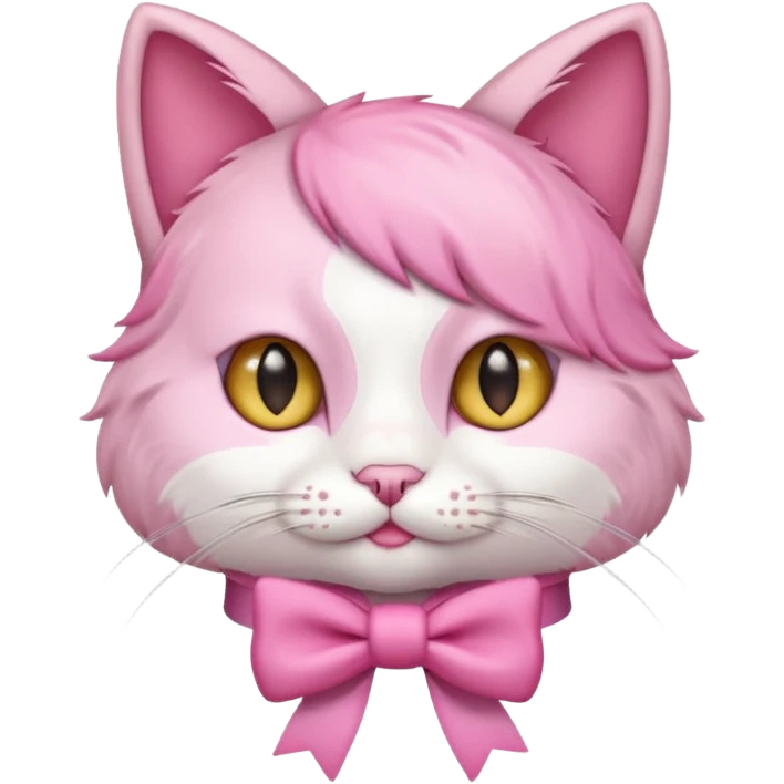 Aesthetic cute cat with a pink aesthetic bow in her head emoji