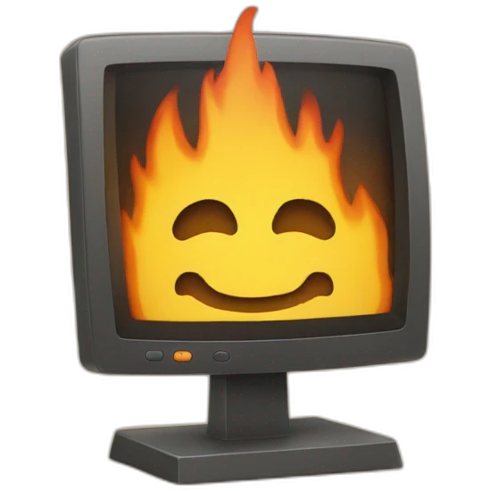 Computer in a camp fire emoji
