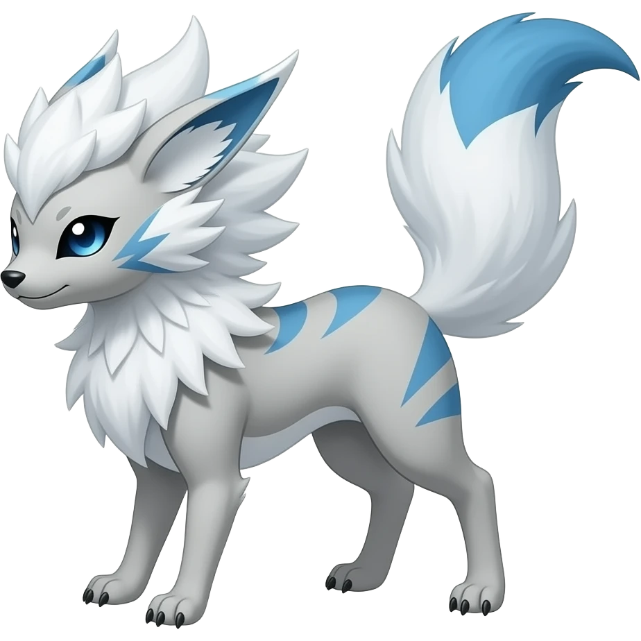 Slim tall elegant oriental Absol-Glaceon-Sylveon-fusion-hybrid-creature emoji