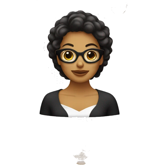Mujer con collarín, cabello rulo castaño, piel blanca y lentes negros emoji