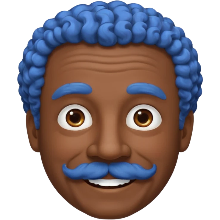 old guy with very curly short dark hair and big blue  mustache emoji