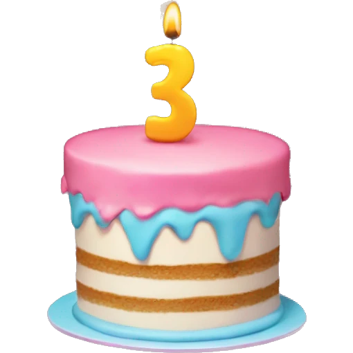 Birthday cake with a “3” candle on it emoji
