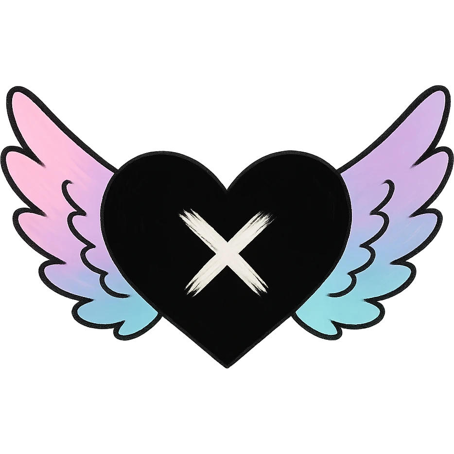 emo heart with pastel wings, remove background emoji