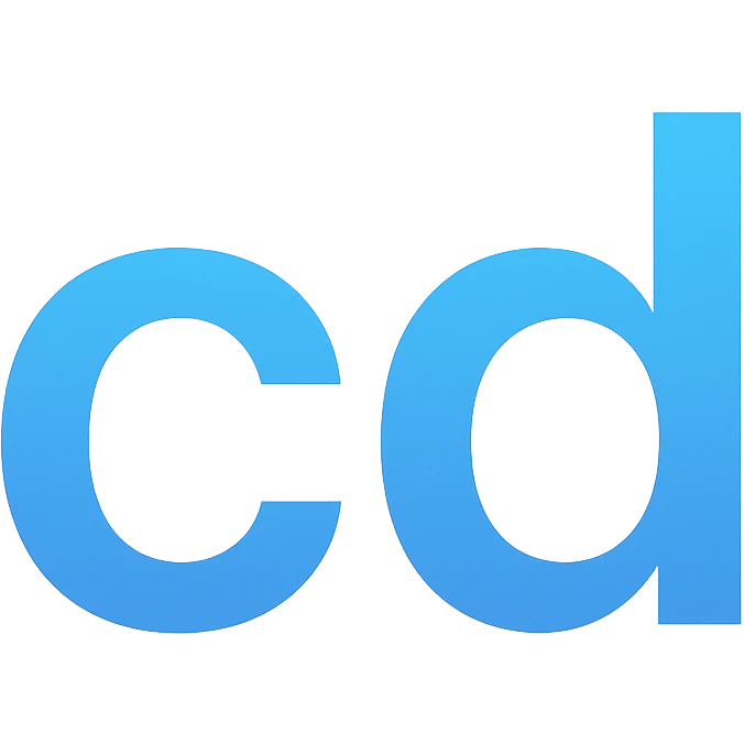letters 'cd' in bold modern style blue gradient color emoji